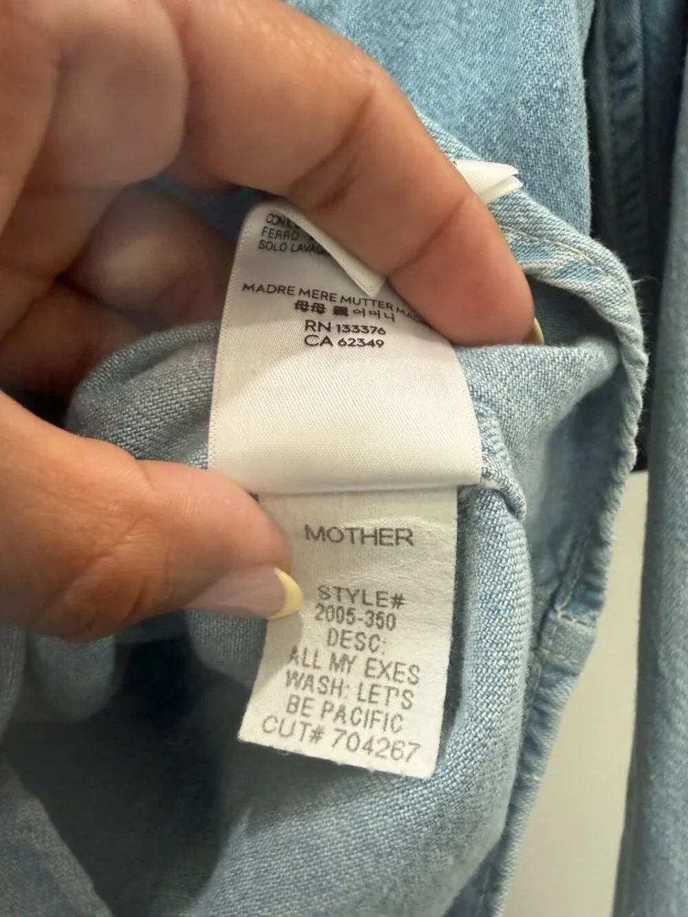 Mother Womens Embroidered Denim Shirt XS "All My Exes" Light Wash - Picture 5 of 11